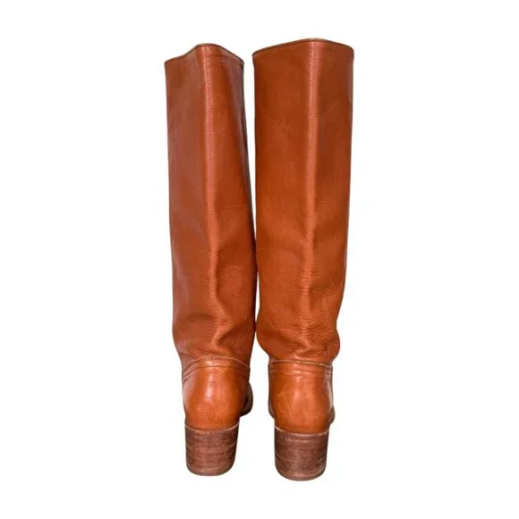 Vintage FRYE Tall Boots Made in USA Leather Riding Campus Boots Brown 8.5 B - Picture 5 of 7
